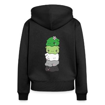 Aromantic Flag Pride LGBTQ süße Hippo - Frauen Premium Bio Zip Hoodie - Schwarz - Hinten - Julia (174cm)