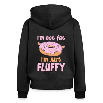 Drôle d’Hippo Donut pelucheux Kawaii Esthétique - Sweat à capuche zippé Premium bio Femme - noir - Dos - Julia (174cm)