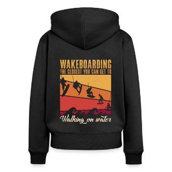 Wakeboard WakeboardIng Wakeboarder Cadeau - Sweat à capuche zippé Premium bio Femme - noir - Dos - Julia (174cm)