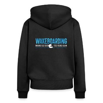 Wakeboard WakeboardIng Wakeboarder Cadeau - Sweat à capuche zippé Premium bio Femme - noir - Dos - Julia (174cm)
