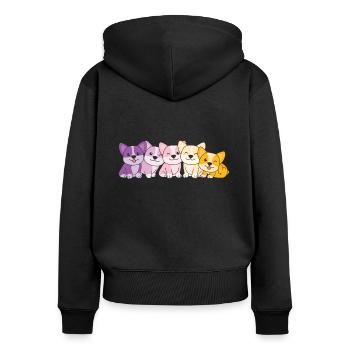 drapeau trixic Corgi Pride LGBTQ chiens mignons - Sweat à capuche zippé Premium bio Femme - noir - Dos - Julia (174cm)