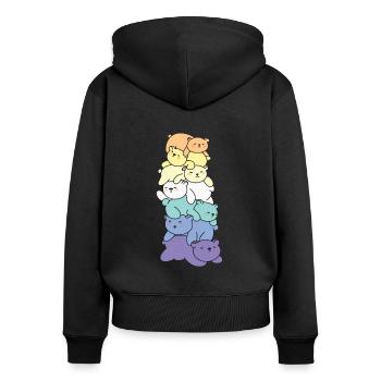 genderfaun Flag Pride LGBTQ Mignon Bear Bunch - Sweat à capuche zippé Premium bio Femme - noir - Dos - Julia (174cm)