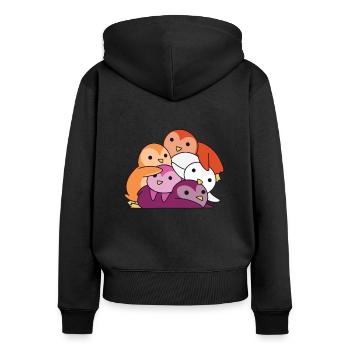 Lesbisch Flagge Pride LGBTQ süße Pinguin - Frauen Premium Bio Zip Hoodie - Schwarz - Hinten - Julia (174cm)