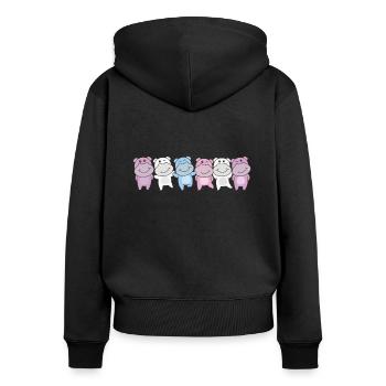 Intersex Flag Pride LGBTQ süße Hippo - Frauen Premium Bio Zip Hoodie - Schwarz - Hinten - Julia (174cm)
