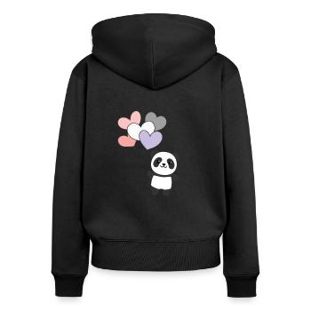 cupioromantic Flagge Ballon Herz Pride LGBTQ Panda - Frauen Premium Bio Zip Hoodie - Schwarz - Hinten - Julia (174cm)