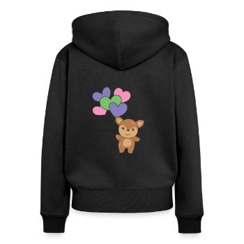 Trigender Flagge Ballon Herzen Pride LGBTQ Reh - Frauen Premium Bio Zip Hoodie - Schwarz - Hinten - Julia (174cm)