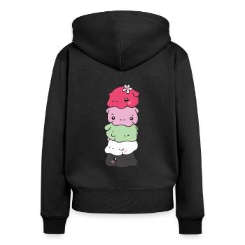 recipromantic Flag Pride LGBTQ süße Hippo - Frauen Premium Bio Zip Hoodie - Schwarz - Hinten - Julia (174cm)