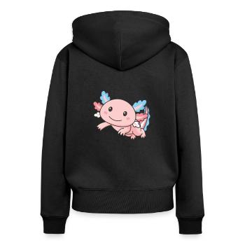 Transgender Flag June Pride LGBTQ Axolotl - Women's Premium Organic Zip Hoodie - black - Back - Julia (174cm)