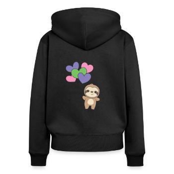 Trigender Flagge Ballon Herz Pride LGBTQ Faultier - Frauen Premium Bio Zip Hoodie - Schwarz - Hinten - Julia (174cm)