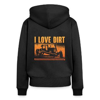 Bagger Planierraupe Bauarbeiter Bulldozer Geschenk - Frauen Premium Bio Zip Hoodie - Schwarz - Hinten - Julia (174cm)