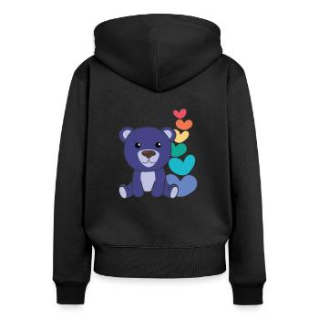 Rainbow Hearts Pride LGBTQ Mignons Animaux Ours - Sweat à capuche zippé Premium bio Femme - noir - Dos - Julia (174cm)