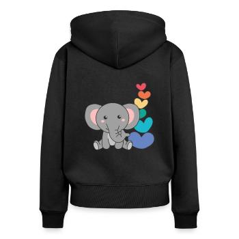 Regenbogen Herzen Pride LGBTQ süße tiere Elefant - Frauen Premium Bio Zip Hoodie - Schwarz - Hinten - Julia (174cm)