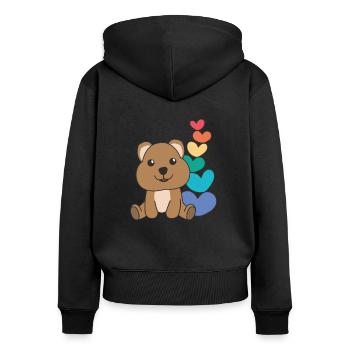 Regenbogen Herzen Pride LGBTQ süße tiere Quokka - Frauen Premium Bio Zip Hoodie - Schwarz - Hinten - Julia (174cm)