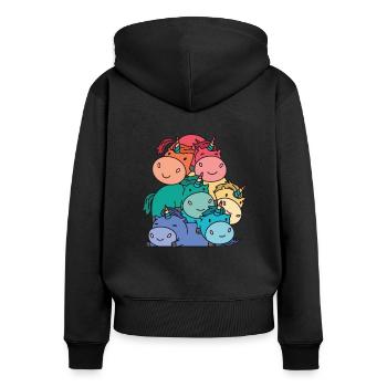 Rainbow Flag Gay Pride LGBTQ Einhorn süßes Einhorn - Frauen Premium Bio Zip Hoodie - Schwarz - Hinten - Julia (174cm)