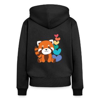 Regenbogen Herzen Pride LGBTQ süßer Roter Panda - Frauen Premium Bio Zip Hoodie - Schwarz - Hinten - Julia (174cm)