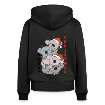 Koala Arbre de Noël Animaux de Noël Koalas - Sweat à capuche zippé Premium bio Femme - noir - Dos - Julia (174cm)