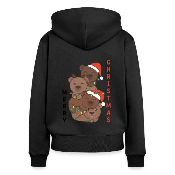 Ours Arbre de Noël Animaux de Noël Ours - Sweat à capuche zippé Premium bio Femme - noir - Dos - Julia (174cm)