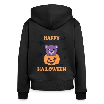Bear in pumpkin cute bears Happy Halloween - Women's Premium Organic Zip Hoodie - black - Back - Julia (174cm)