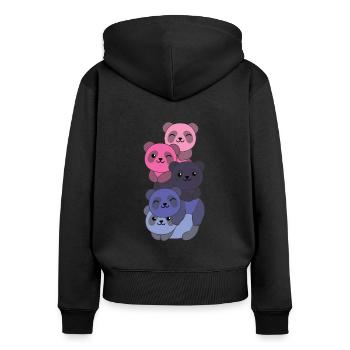 Omnisexuell Flag Pride LGBTQ süßer Panda Haufen - Frauen Premium Bio Zip Hoodie - Schwarz - Hinten - Julia (174cm)