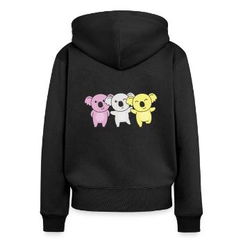 Twink Flag Pride LGBTQ Doux Koala - Sweat à capuche zippé Premium bio Femme - noir - Dos - Julia (174cm)