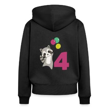 Ballons pour le quatrième anniversaire de Raton laveur pour les enfants - Sweat à capuche zippé Premium bio Femme - noir - Dos - Julia (174cm)