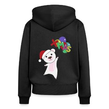Polar Bear Christmas Snow Winter Animals Polar Bears - Women's Premium Organic Zip Hoodie - black - Back - Julia (174cm)