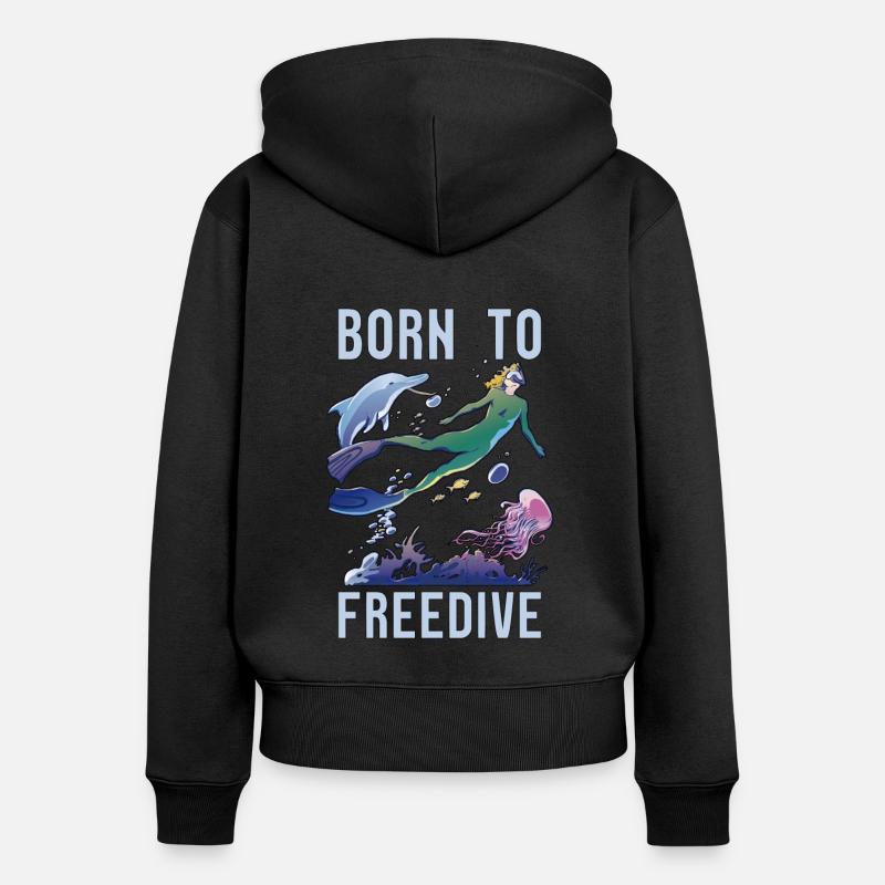 Apnéiste Apnée Plongée Cadeau d’apnée - Sweat à capuche zippé Premium bio Femme - noir