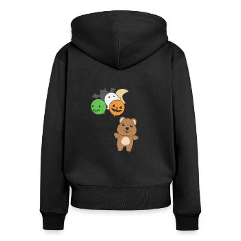 Quokka Halloween Ballons Enfants Animaux Mignons - Sweat à capuche zippé Premium bio Femme - noir - Dos - Julia (174cm)