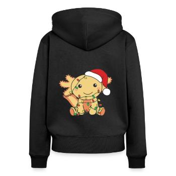 Axolotl Noël Animaux d’hiver Axolotls - Sweat à capuche zippé Premium bio Femme - noir - Dos - Julia (174cm)