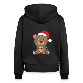 Ours Noël Animaux d’hiver Ours - Sweat à capuche zippé Premium bio Femme - noir - Dos - Julia (174cm)