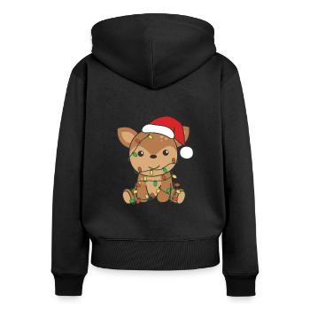 Reh Weihnachten Winter Tiere Rehe - Frauen Premium Bio Zip Hoodie - Schwarz - Hinten - Julia (174cm)