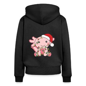 Axolotl Noël Animaux d’hiver Axolotls - Sweat à capuche zippé Premium bio Femme - noir - Dos - Julia (174cm)