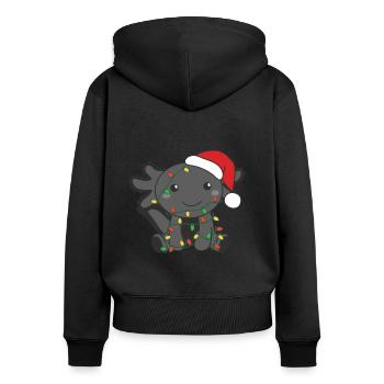Axolotl Noël Animaux d’hiver Axolotls - Sweat à capuche zippé Premium bio Femme - noir - Dos - Julia (174cm)