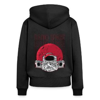 Astronomie Radio Space Stars Music Lover Universe - Sweat à capuche zippé Premium bio Femme - noir - Dos - Julia (174cm)