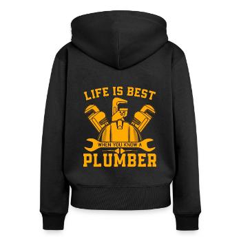 Plumber Life Is Best Tool Plumbing Pipe Plumbers - Women's Premium Organic Zip Hoodie - black - Back - Julia (174cm)