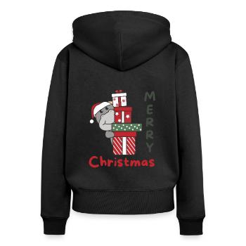 Hippo Weihnachten Geschenk Winter Tiere Hippos - Frauen Premium Bio Zip Hoodie - Schwarz - Hinten - Julia (174cm)