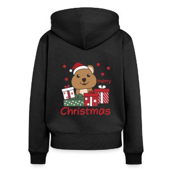 Quokka Cadeau de Noël Animaux d’hiver Quokkas - Sweat à capuche zippé Premium bio Femme - noir - Dos - Julia (174cm)