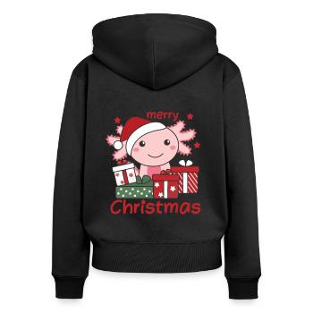 Axolotl Cadeau de Noël Animaux d’hiver Axolotl - Sweat à capuche zippé Premium bio Femme - noir - Dos - Julia (174cm)