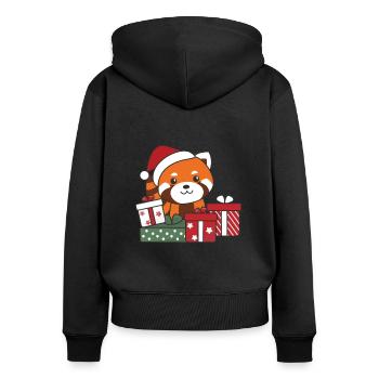 Rote Panda Weihnachten Geschenk Winter Rote Pandas - Frauen Premium Bio Zip Hoodie - Schwarz - Hinten - Julia (174cm)