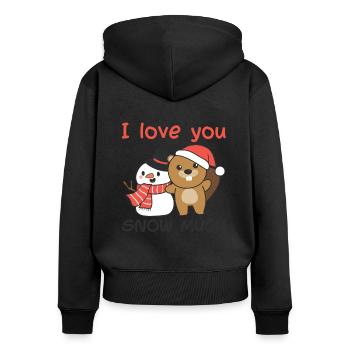 Biber Je t’aime neige beaucoup schneemann wortspiel - Sweat à capuche zippé Premium bio Femme - noir - Dos - Julia (174cm)