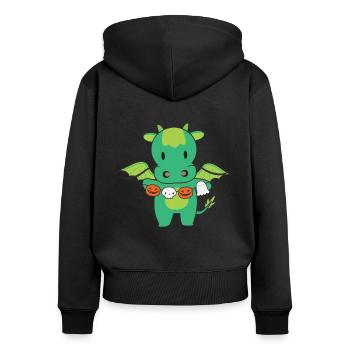 Dragon Happy Halloween Pumpkin Bat Costume - Women's Premium Organic Zip Hoodie - black - Back - Julia (174cm)