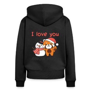 Red Panda I love you snow much snow pun - Women's Premium Organic Zip Hoodie - black - Back - Julia (174cm)