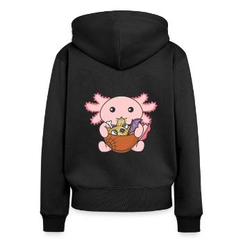 Nudeln japanische Nudeln Halloween Axolotl Ramen - Frauen Premium Bio Zip Hoodie - Schwarz - Hinten - Julia (174cm)