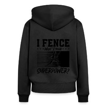 I Fence What's Your Fencing Longsword Epee Fencer - Frauen Premium Bio Zip Hoodie - Schwarz - Hinten - Julia (174cm)