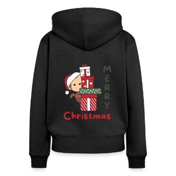 Monkey Christmas Gift Winter Animals Monkeys - Women's Premium Organic Zip Hoodie - black - Back - Julia (174cm)