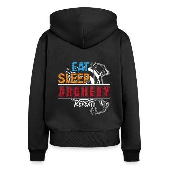 Tir à l’arc Manger Sommeil Arbalète Tir Sports Archer - Sweat à capuche zippé Premium bio Femme - noir - Dos - Julia (174cm)