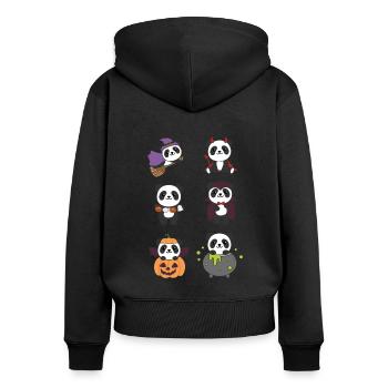Panda Halloween Hexe Teufel Kürbis Vampier Kostüm - Frauen Premium Bio Zip Hoodie - Schwarz - Hinten - Julia (174cm)