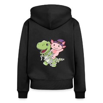 Axolotl Happy Halloween T-Rex Mummy Costume - Women's Premium Organic Zip Hoodie - black - Back - Julia (174cm)