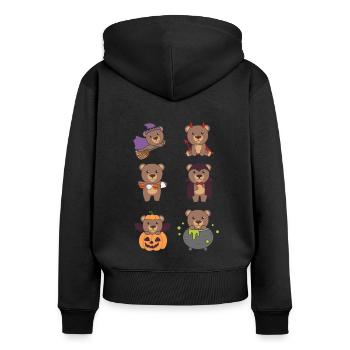 Bär Halloween Hexe Teufel Kürbis Vampier Kostüm - Frauen Premium Bio Zip Hoodie - Schwarz - Hinten - Julia (174cm)
