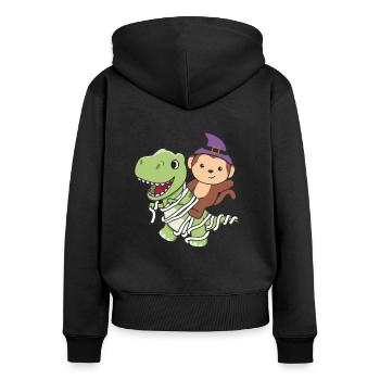 Monkey Happy Halloween T-Rex Mummy Costume - Women's Premium Organic Zip Hoodie - black - Back - Julia (174cm)